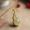 Collar de Calabaza de Jade Hetian Natural para Mujer Retro Nicho Lujo Accesible Diseño Estilo Chino Moda Clásico Esmalte Cadena para Clavícula