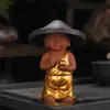 Coador de chá de balde criativo acessórios para conjunto de chá kung fu decoração de personagem em areia roxa filtro de chá integrado em cerâmica rede de filtro de chá