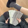 Meias de Veludo de Veado para Outono e Inverno Meias Empilháveis Sólidas Bordadas nas Costas Meias de Caxemira Meias Grossas Quentes para Crianças