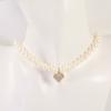 Collar de Perlas Blancas de Agua Dulce Europeas y Americanas Cadena para Clavícula para Mujer Colgante Redondo Simple de Zirconia Sentido del Diseño de Nicho