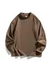 Sudadera de manga larga con cuello alto parcial para hombre, corte holgado, color liso, camiseta básica deportiva casual para primavera y otoño