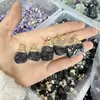 Pedra Natural Turmalina Negra Turmalina Indeterminada Pingente Cristal Pedra Bruta Minério Colar de Aço Inoxidável