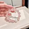 Elige tu favoritoPulsera de Cristal Natural Cristal Rosa Copo de Nieve Fantasma Elegante y Exquisita Pulsera de Cristal