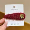 Pinza para el Cabello de Camelia Roja de Año Nuevo para Mujer, Estilo Chanel de Alta Gama, Pinza Lateral Moderna y Elegante, Accesorio para el Cabello