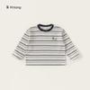 Bangxuan Huzhou Zhili Ropa Infantil Camiseta para Niñas Nueva Rayas Cuello Redondo Suéter para Niños Top Versátil para Niños Moderno