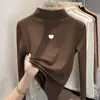 Ropa interior para niñas con forro polar, nuevo estilo otoño/invierno, manga larga, a la moda, cuello semi-alto, cálida, top estampado para niñas pequeñas y grandes