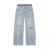 Jeans Rectos de Doble Cintura Rasgados Sueltos Nuevos para Mujer Primavera 2026 Transfronterizos Aliexpress 3607014