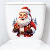 Pegatinas decorativas de Papá Noel para baño, pegatinas decorativas para tapa de inodoro, pegatinas adhesivas removibles para festivales navideños.