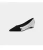 Em Estoque~ Sapatos Slip-On Elegantes Estilo Chanel com Retalhos, Salto Baixo, Bico Fino, em Pele de Ovelha, Sapatos Femininos de Couro Genuíno para o Dia a Dia