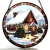 Casa de Nieve Navideña Adorno Colgante de Vidrio Colorido Decoración Colgante de Vidrio para el Hogar Decoración para Ventana Atrapasol para Jardín