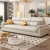 Sofá de Cuero Rascador de Gato Nórdico Modelo Nuevo Simple Apartamento Pequeño Fila Recta Chaise Longue Fila Recta Tres o Cuatro Plazas Sofá para Sala de Estar del Hogar