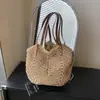 Bolso Tejido de Paja Calado Transfronterizo 2026 para Mujer, Cesta Tejida de Gran Capacidad, Bolso de Playa de Verano, Bolso Tote de Hombro Único para Viajes
