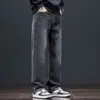 Calça Jeans Reta Solta Preta para Homem 2025 Marca Trendy Ins Nova Lavada Stretch Casual Versátil Calça Longa