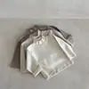 INS Otoño e Invierno Camiseta Básica Sencilla de Algodón para Bebé Unisex Color Sólido Cuello Semi-alto Manga Larga