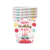 Pastel de Cumpleaños con Globos de Colores Tema Fiesta Platos de Papel Desechables Servilletas Vasos de Papel Cubiertos Tenedor Cuchara Suministros para Fiesta