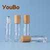 Botella Roll-On de Vidrio Transparente de 10 ml Lista para Uso Transfronterizo con Tapa de Bambú para Aceites Esenciales, Perfume, Crema para Ojos, Aceite Labial y Botellas Dispensadoras