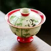 Taza de Té de Cerámica Panda Paradise con Tapa para Preparar Té, Tazón de Té Negro Estilo Palacio con Tapa, Juego de Té Doméstico de Alta Gama, Antiescaldante