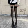 Traje Estilo Puro Deseo Borde Negro Rojo Largo Hasta la Rodilla Medias de Encaje de Seda para Mujer Ins de Moda Celebridad de Internet JK de Longitud Alta Cos Sexy Montar