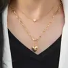 Nuevo Collar de Engrapadora con Colgante de Corazón Brillante Dorado de Amazon Cadena para Clavícula de Trébol de Cuatro Hojas Joyería