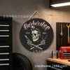 Decoración Pintura Tienda de Barbería Gótica Oscura Patrón de Calavera Personalizable Pintura de Placa de Estaño Planchuela 20/30cm