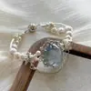 Nuevo Pulsera de Cuentas Turquesa Imitación Estilo Chino Antiguo Pulsera de Flor de Metal Apilada Joyería de Moda Versátil para Mujer