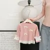 Ropa Unisex para Niños de Primavera y Otoño Camiseta Bebé Elegante Personalidad Infantil Marca de Moda Encaje Dulce Volantes Lazo Camisa Base