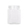 Pote Hexagonal de Plástico Transparente 500ml, Garrafa de Plástico Hexagonal com Tampa Fácil de Abrir, Pote de Plástico para Comida de Animais de Estimação