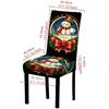 Funda de Silla Nueva Transfronteriza Navidad Fondo Negro Estampado de Muñeco de Nieve Funda para Silla de Comedor Decoración Festiva para el Hogar Funda de Silla Todo Incluido