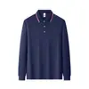 2026 Primavera/Outono Nova Moda Cor Blocada Manga Longa Unissex Gola Lapela Casual Versátil Solta Simples Camisa POLO Tendência