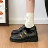 Mocasines retro de color marrón con correa de velcro y tacón grueso para mujer, nueva colección de otoño 2026, versátiles y adecuados para el trabajo, zapatos pequeños de cuero estilo británico
