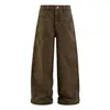 1100 Estilo de rua americano unissex alta qualidade retrô design estruturado calça de trabalho masculina solta desgastada