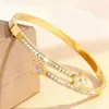 Pulsera de acero de titanio, no se decolora, doble trébol de cuatro hojas, 18k, redonda estrellada, totalmente de diamantes, versátil, de alta gama, elegante y simple