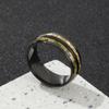 Moda simple transfronteriza anillo de acero inoxidable de doble línea de fibra de carbono anillo de titanio negro multicolor joyería