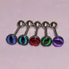 5 Colores Goteo de Aceite Ojo de Diablo Lengua Uña Anillo para Lengua Acero Inoxidable Exportación Nuevo Piercing en la Lengua Joyería Venta Directa de Fábrica Al por Mayor