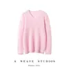 Suéter 100% cachemir para mujer, cuello en V, tejido de ochos, jersey, calado, corte holgado, adelgazante, estilo casual, suéter base de punto