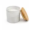 Vela perfumada de cerâmica com padrão de mármore e tampa de madeira, fragrância de cera de soja, presente para casa transfronteiriço, suporta personalização OEM