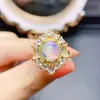 Explosiones al por mayor de fábrica anillo de ópalo blanco natural plata S925 incrustado con la piedra principal 8*10 vendiendo Europa y Estados Unidos una generación de cabello