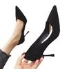Zapatos de Trabajo Versátiles de Gamuza Negra Profesionales Tacones Altos Tacones de Aguja para Mujer 2024 Nuevos Zapatos de Salón Puntiagudos Primavera y Otoño
