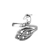 Anillo de Pavo Real Tridimensional Vintage para Mujer Tono Vibrante Mismo Gancho Cinturón de Lana Artefacto Estilo Nacional Plata Tailandesa de Imitación Anillo Abierto