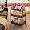 Carrito Plegable Pequeño de Almacenamiento Estante de Piso Mesa de Noche de Dormitorio Almacenamiento Estante de Almacenamiento de Snacks Mesa de Café Sala de Estar Mesa Lateral