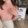 Suéter de Cuello Alto Color Café Camisa Base para Mujer Abrigo Ropa Interior Moda Otoño e Invierno Ajustado Manga Larga Cuello Medio Top de Punto
