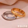 Joyería de Anillo Popular Versátil Simple de Moda Europea y Americana Acero Inoxidable Chapado en Oro de 18K Anillo Liso Grueso para Mujer