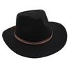 Cartola estilo americano de aba larga Chapéu de cowboy ocidental Chapéu Jackson Jazz Chapéu de feltro com rebites Chapéu de lã estilo Xizang para homens e mulheres