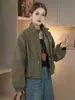 Chaqueta corta informal con cordón y cuello alto para mujer, versión coreana, tacto de alta gama, corte holgado, versátil, adecuada para personas menudas, chaqueta con cremallera