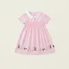 Vestidos de Verano para Niñas 2026 Nuevo Estilo Coreano Rayas Manga Corta Estampado de Dibujos Animados Vestido de Princesa Comercio Exterior Dropshipping