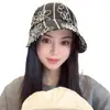 Sombrero de Pescador Bordado Floral Estilo Japonés para Mujer, Sombrero de Cubo Versátil Retro a la Moda, para Circunferencia de Cabeza Grande, Sombrero de Cubo Adelgazante