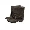 Botines Western de Estilo Coreano para Mujer, Botas con Tacón Grueso Apilado, Botas de Montar Puntiagudas Fruncidas, Botas de Caña Ancha