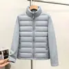 Casaco de Algodão com Gola Alta Novo para o Inverno de 2026 Jaqueta de Algodão Versátil Simples e Estilosa Slim Fit Casaco Patchwork