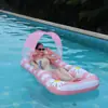 Hamaca inflable de 4 tubos, venta directa transfronteriza, para entretenimiento acuático, reclinable, cama flotante con respaldo plegable de red y explosión flotante.