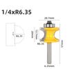 Conjunto de 5 peças de fresa positiva semicircular com rolamento de haste de 1/4 5 peças de fresa para marcenaria com haste de 12 peças 5 peças de fresa esférica máquina de aparar e gravar com haste de madeira